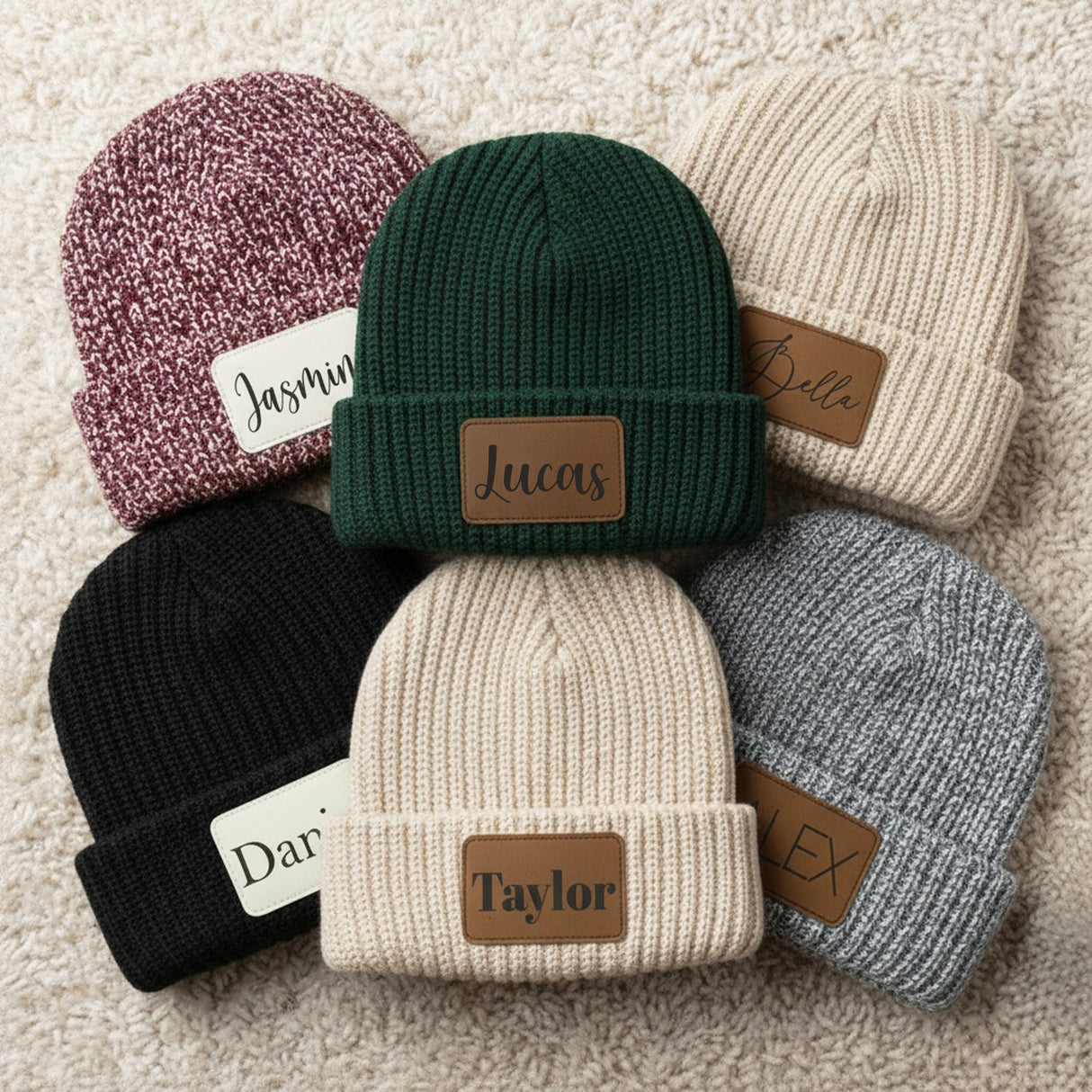Cuffed Chunky Personalized Beanies for Adults with Name, Custom Gifts for Her and Him