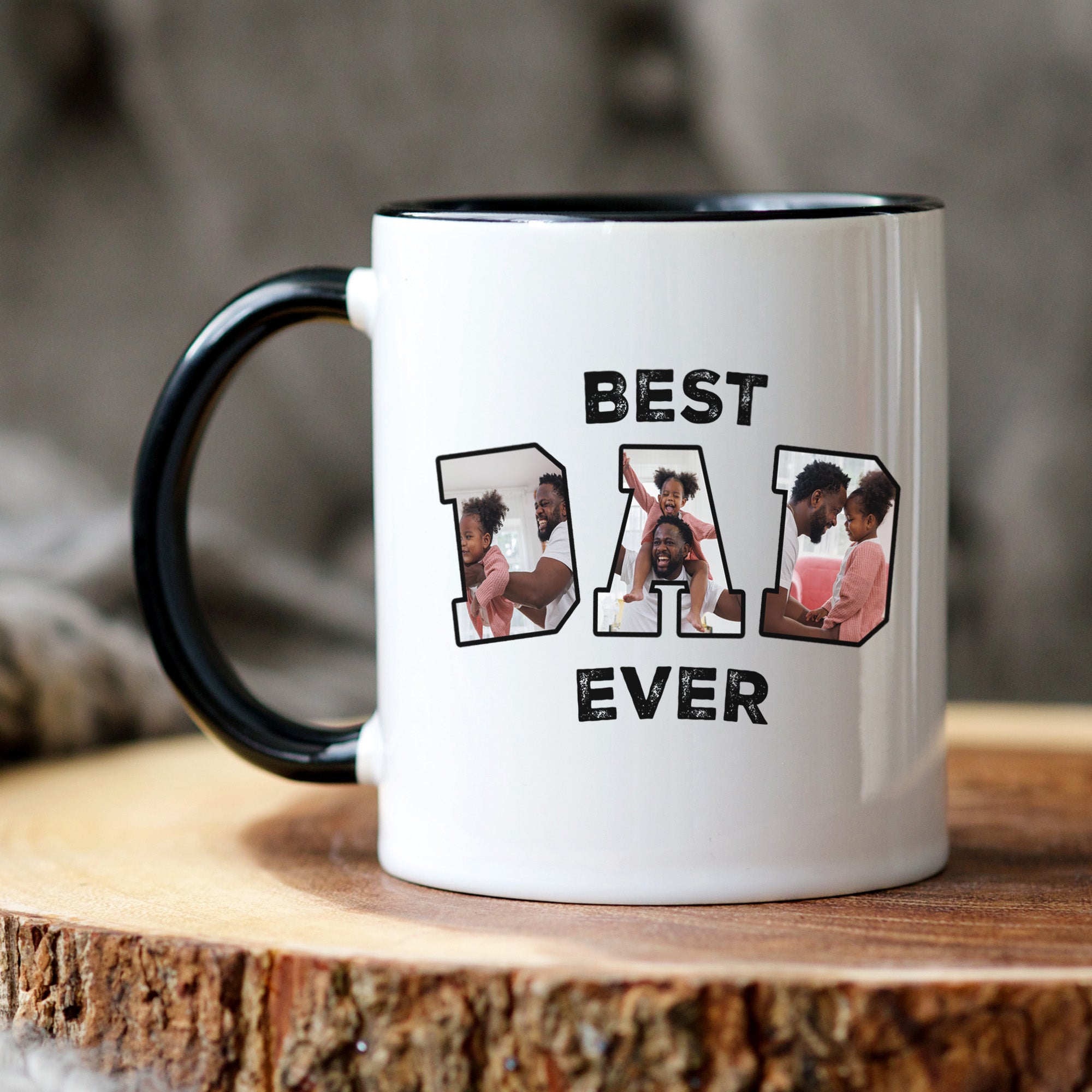 Father’s Day personalized photo mug Best Dad Ever design great gift for dads and grandpas.
