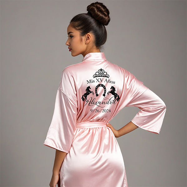 Personalized Mis XV Anos Charro Robe and Slipper Getting Ready Set
