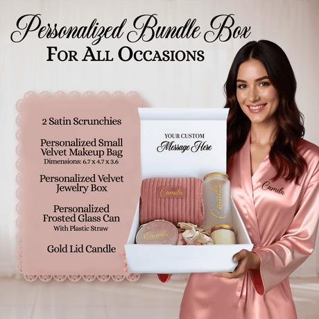 Personalized Gift Sets for Her, Bridesmaid Proposal Box Gifts, Gifts for Bride to Be - Azalea Bundle - Gifts Are Blue