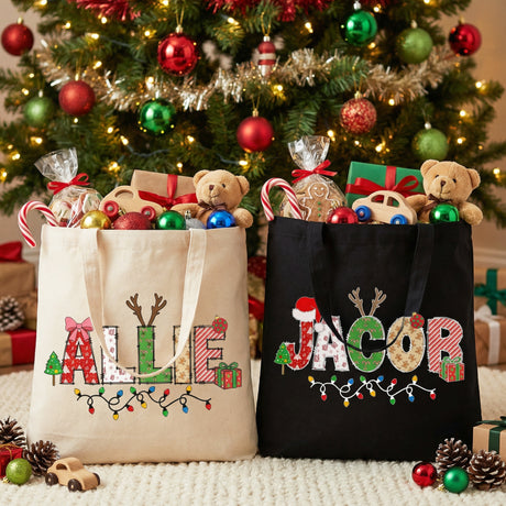 Personalized Christmas treat bags for kids with name. great for school, church and holiday parties.