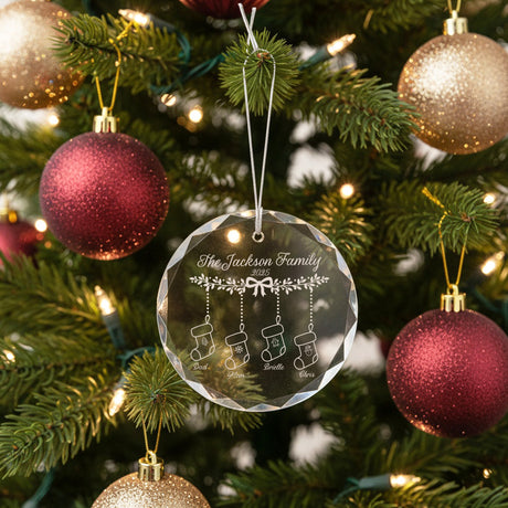 Christmas Stockings Personalized Crystal Ornament with Gift Box for Family, Variety of Shapes