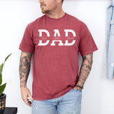 Red personalized Comfort Colors custom dad shirt with kids names, making it the perfect Father’s Day gift for dads.