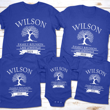 Personalized matching family gathering shirts for pictures and reunions, perfect for coordinated group photos.