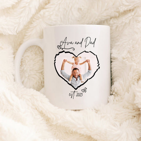 Unique Father’s Day gift mug with photo and custom name for dad or grandpa. Birthday gift mug for dad with custom picture and sentimental text.