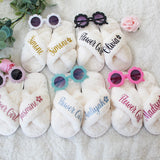 Custom slippers for flower girls, and wedding crew. Perfect matching gifts for flower girls with name. 