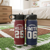 Football Number and Last Name Personalized Water Bottle for Teen Boys