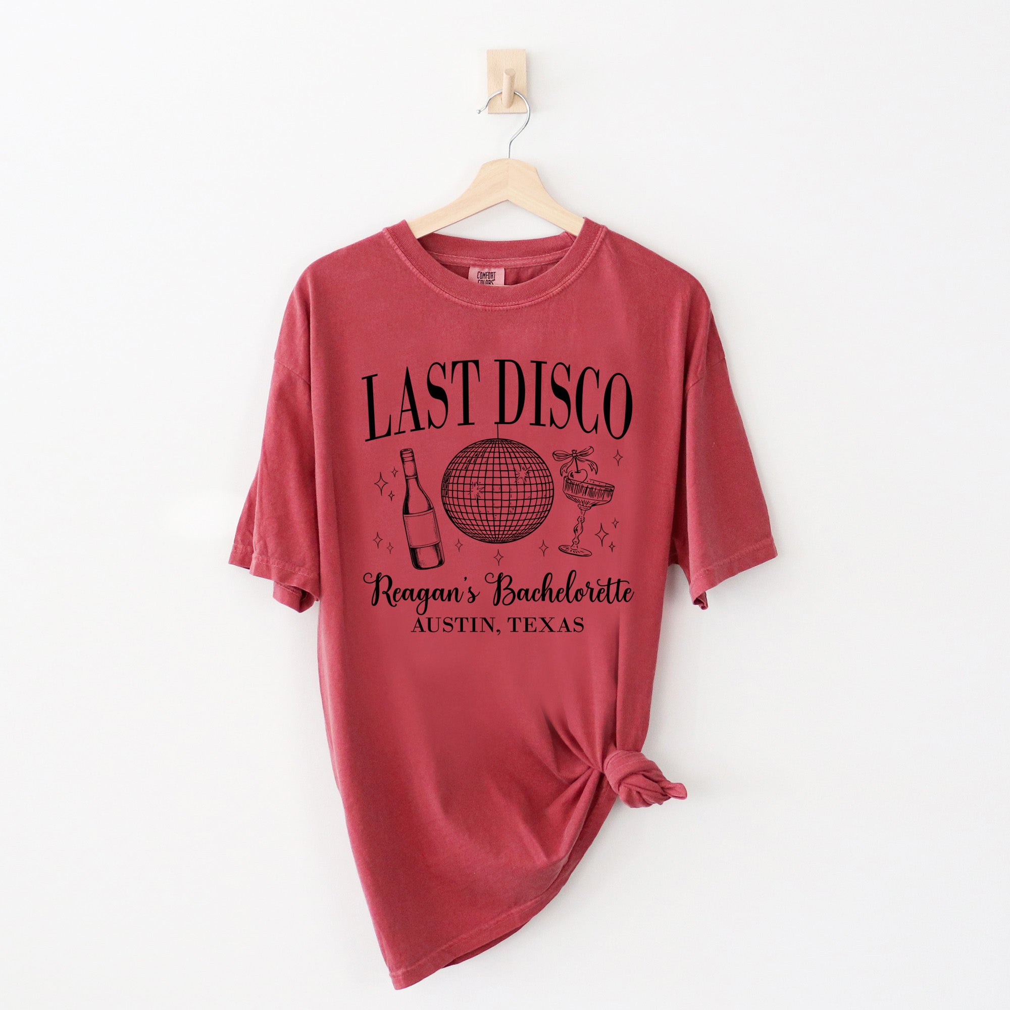 Comfort Colors bachelorette shirt for bride or bridesmaids, the perfect gift for bride to be or bridesmaid gift for a beach or city disco weekend.
