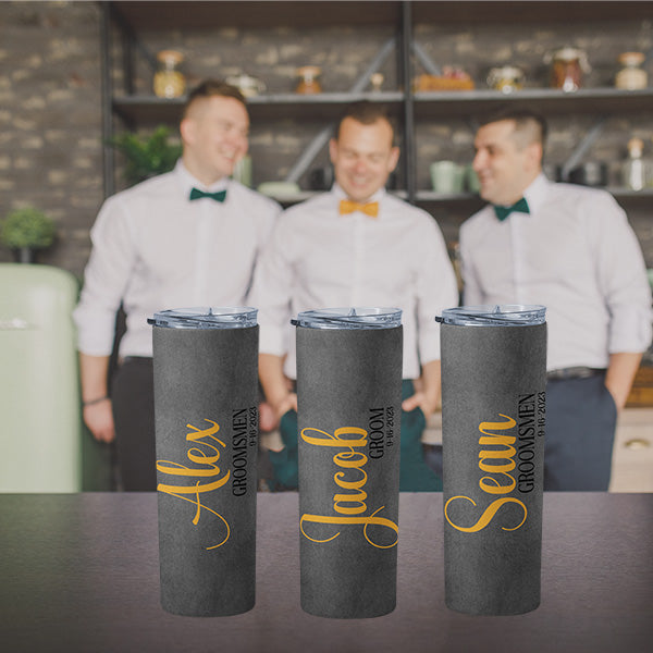 Personalized Groom and Groomsman 20oz Tumbler with Name Date and Title