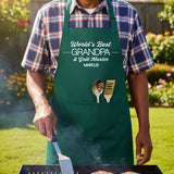 World's Best Grandpa and Grill Master Personalized Apron w Pocket, Custom Gifts for Grandpa