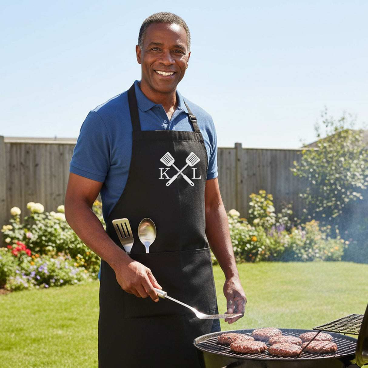 Spatulas w Initials Personalized Apron w Pocket, Custom Gifts for Him
