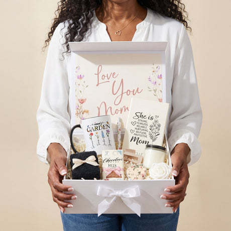 Garden Bloom Personalized Mom Gift Box with Mug and Engraved Journal - Gifts Are Blue