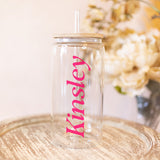 Iced Coffee Glass Cup Tumblers with Lid, Straw & Box - Personalized Tumblers w Name or Title - Great Bridesmaid Gift Idea