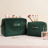 Personalized Velvet Makeup Bag Matching Set with Name