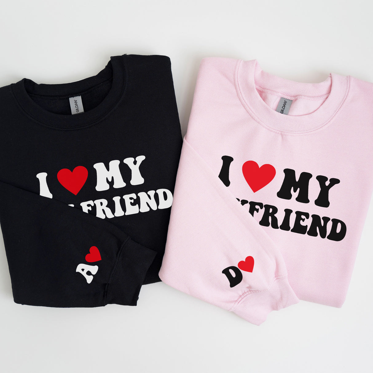 Personalized Couples Matching Sweatshirts with initials. Cute date night sweatshirts.