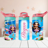 Custom fairy name water bottle for girls back to school gifts. Personalized tumbler for girls with name for school. 