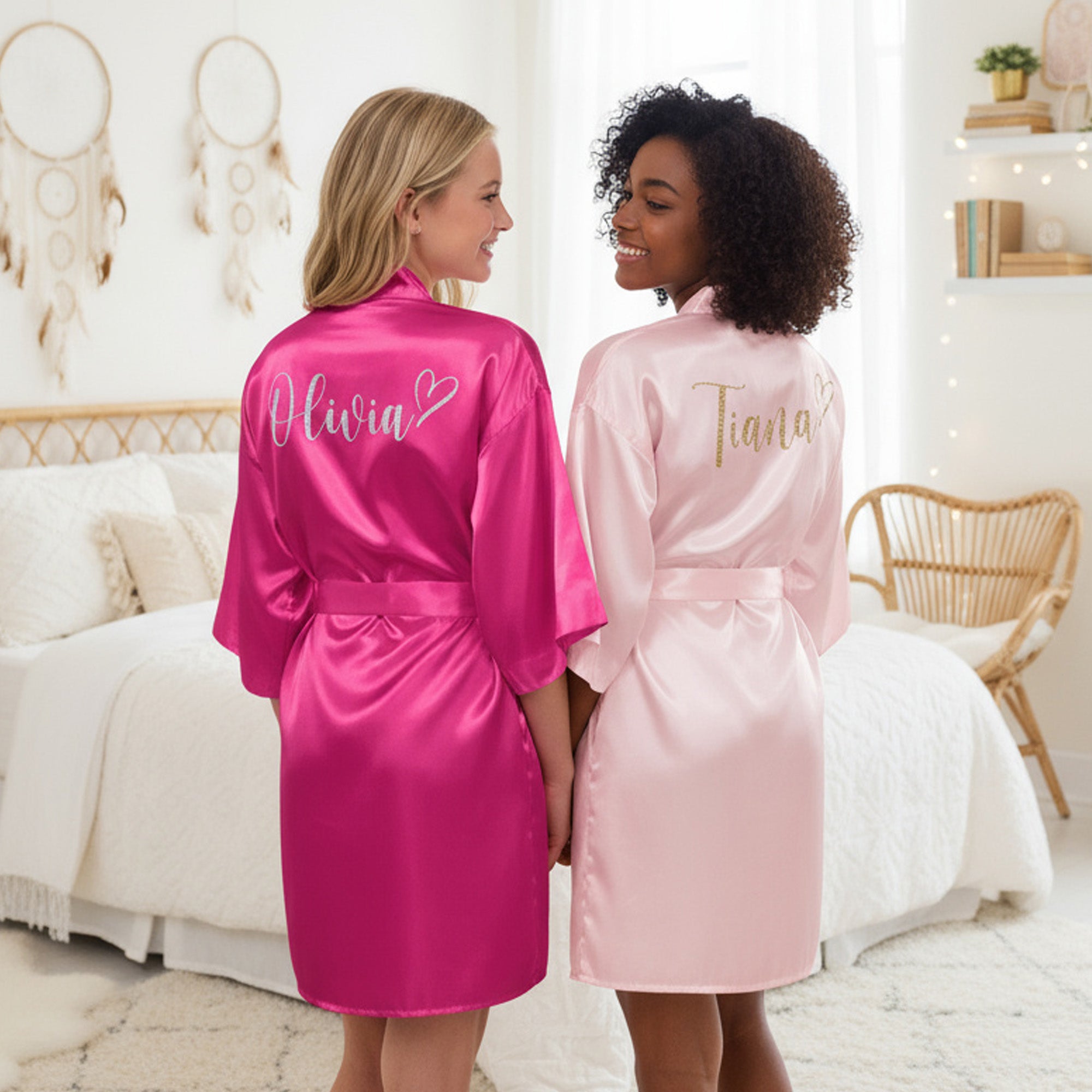 Everyday Glam Script Name with Heart Personalized Satin Robe for Teen Girls