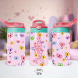 Personalized back to school tumblers for little girls. Butterfly flip top lid cup for toddlers. 