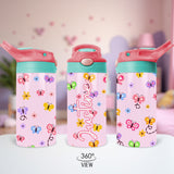 Personalized back to school tumblers for little girls. Butterfly flip top lid cup for toddlers. 