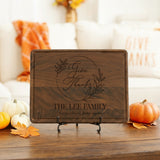 Give Thanks with Wreath Personalized Cutting Board for Thanksgiving, Custom Family Gifts