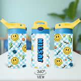 Custom kids water bottle with name ideal for elementary and preschool personalized school drinkware and back to school accessories.