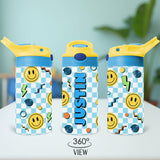 Custom kids water bottle with name ideal for elementary and preschool personalized school drinkware and back to school accessories.