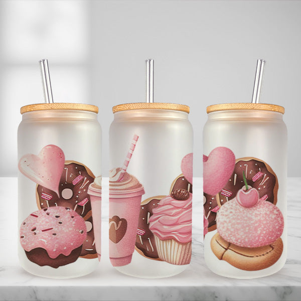 Cute and Humorous Valentines Day Glass Iced Coffee Tumblers in Multiple Designs