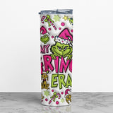 20 oz Pink In My Grinch Era Tumbler for the Holidays - Straw and Lid Included