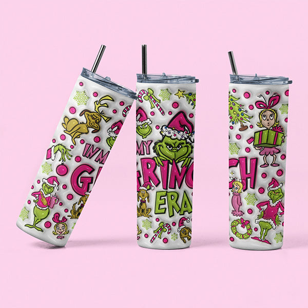 20oz Pink In My Grinch Era Christmas Tumbler for Her
