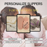 Personalized Fluffy Girls Slippers for Kids Ages 3 to 10 Years - Non-Skid Open Toed Style - Flower Girl Slippers - Slippers for Birthday Parties & More