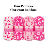 Pink Ribbon Plush Teddy Bear and Plush Throw Blanket Set - Gifts Are Blue