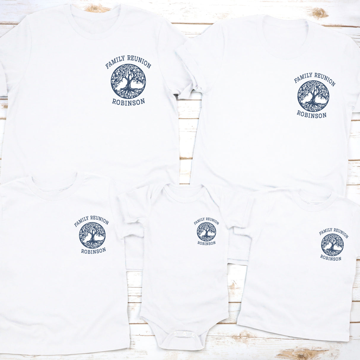 Personalized family reunion shirts with name, custom matching family T-shirts for fam photos.