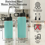 Polar Camel Personalized Water Bottle with Name for Teen Boys and Kids