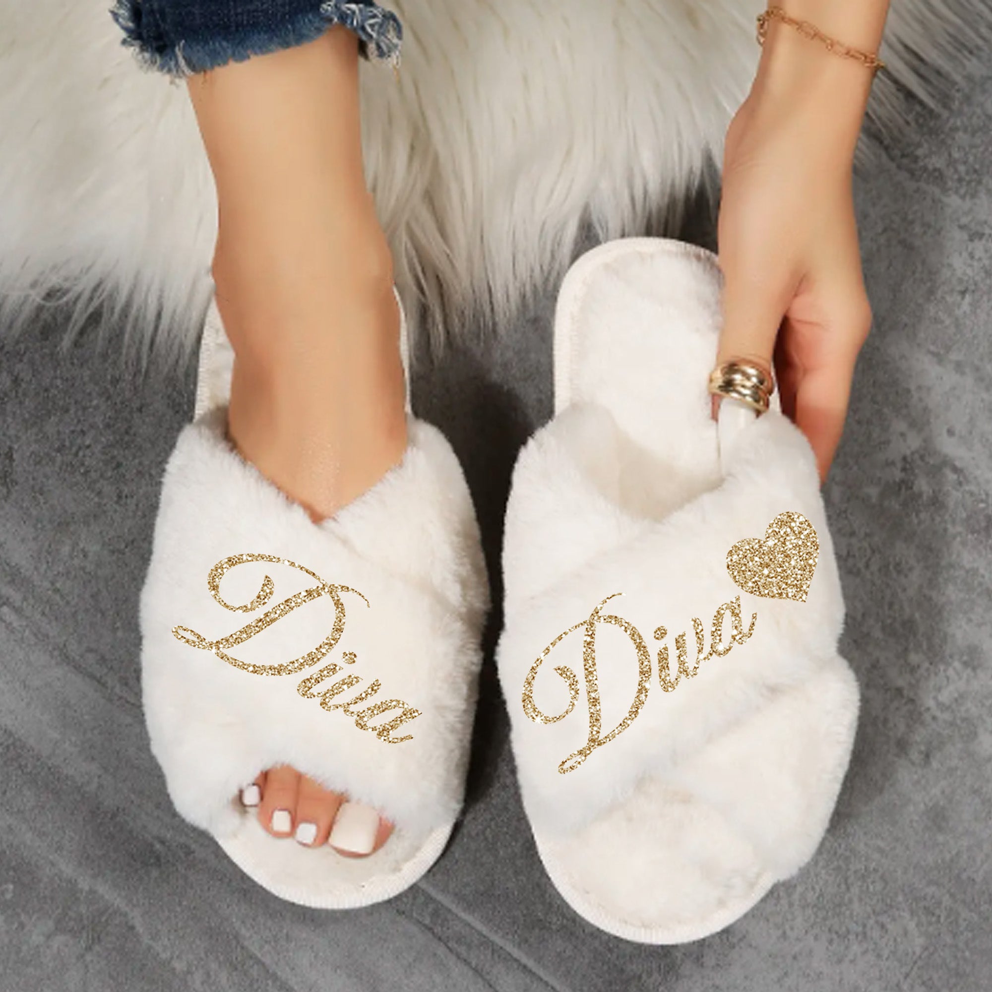 Fluffy Pink Slippers for Breast Cancer Survivor with Ribbon Bow. Breast Cancer Survivor Slippers with Pink Ribbon Bow. 