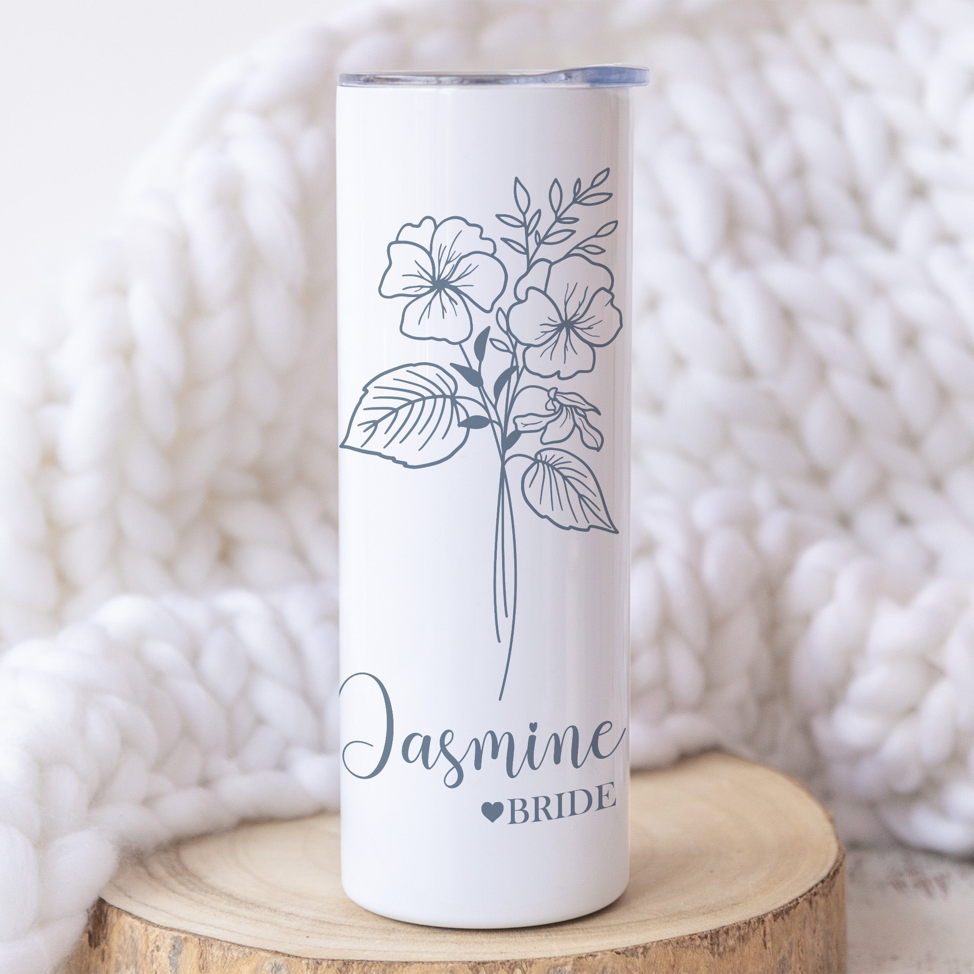 Bride Birthflower Tumblers. Cute gifts for bride.