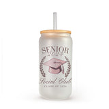 A graduation gift for her. Frosted 16oz senior 2024 Glass Tumbler with multi-colored Senior 2024 Social Club design for the class of 2024. allSKUs.
