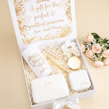 White and Gold Quinceanera Gift Box w Rhinestone Cup and Jewely Box