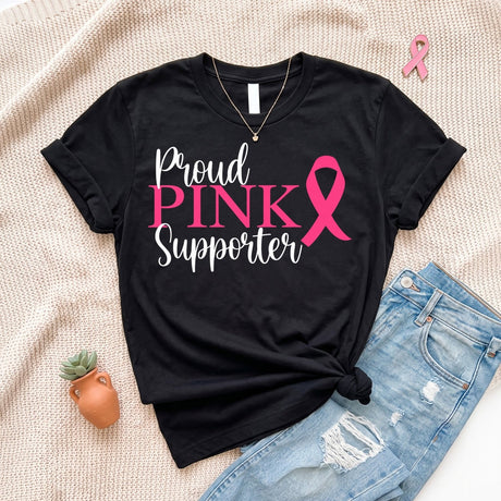 Proud Pink Supporter Breast Cancer Awareness Month T-Shirt - Gifts Are Blue