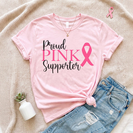 Proud Pink Supporter Breast Cancer Awareness Month T-Shirt - Gifts Are Blue