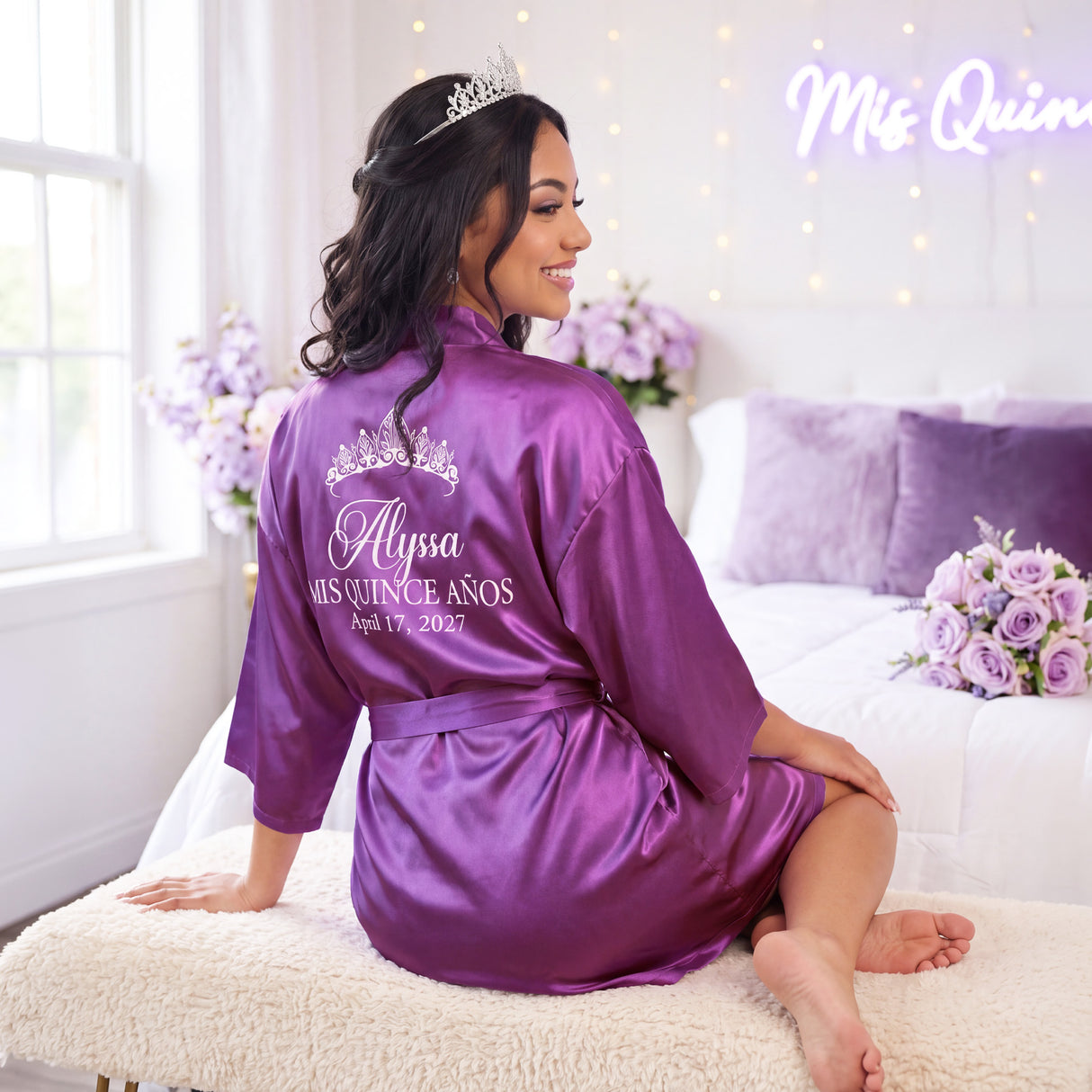 Classic Princess Quince Robe Personalized, Quinceanera Gift