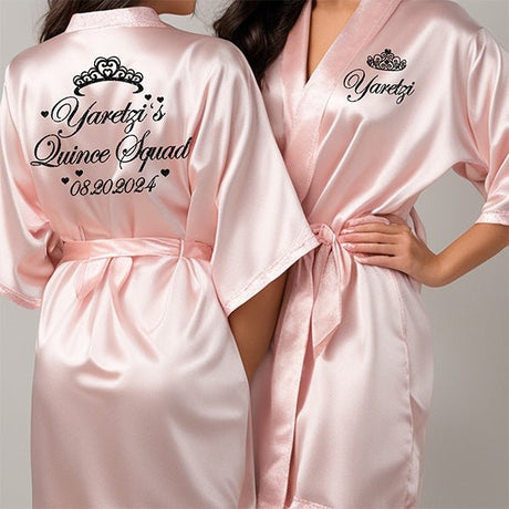 Pretty Personalized Mis Quince Robe and Slipper Set Custom with Name and Date - Gifts Are Blue