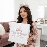 Rose Gold Quinceanera Gift Box with Rhinestone Cup and Butterfly Bracelet