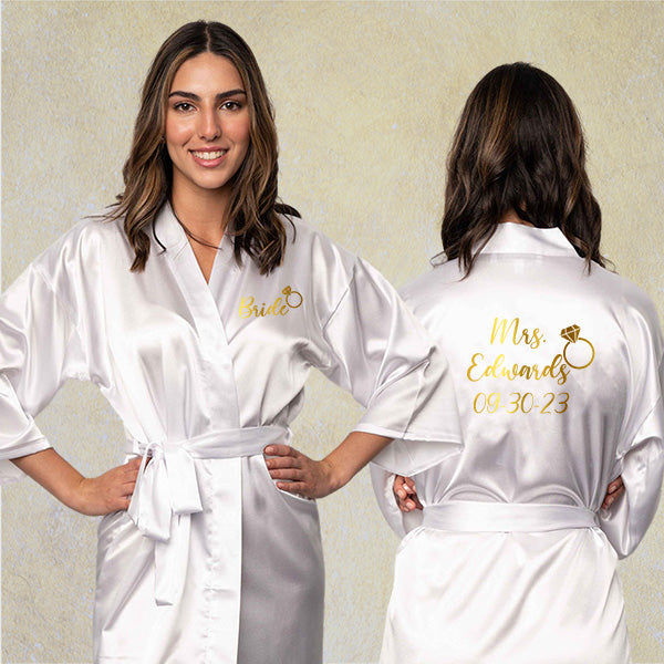 Radiant Template Personalized Robes - Name and Ring Design - Sizes 3T-6XL - Custom Robes for Bride