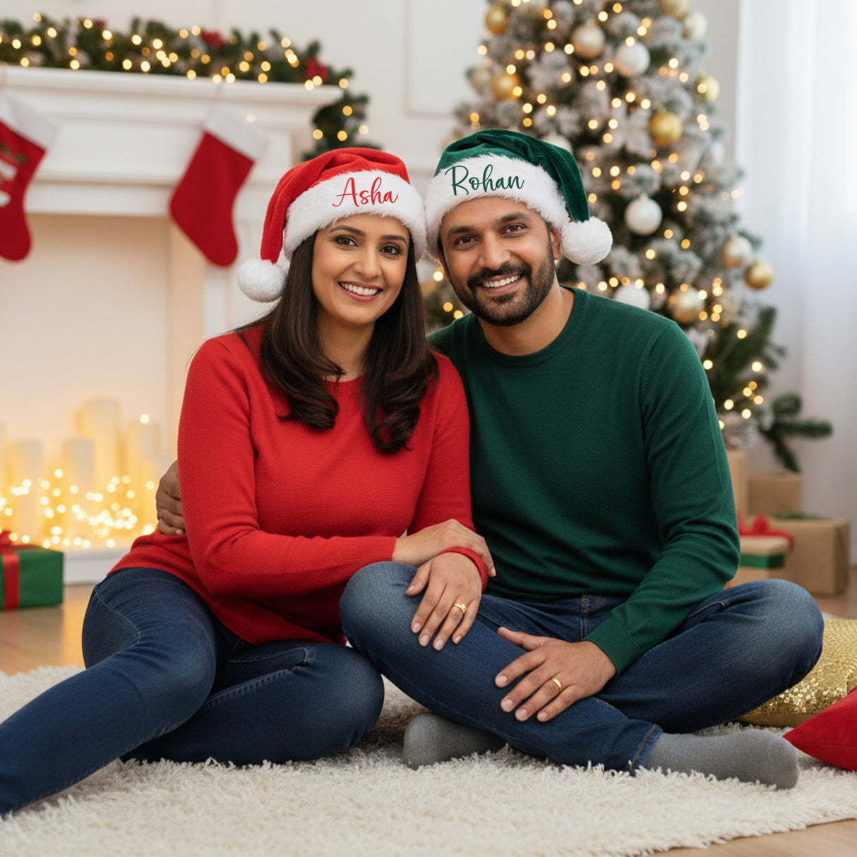 Personalized Santa Hats with name for Family, Friends, and Christmas Parties, Variety of Styles