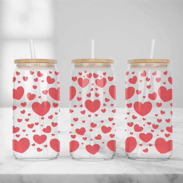Cute and Humorous Valentines Day Glass Iced Coffee Tumblers in Multiple Designs