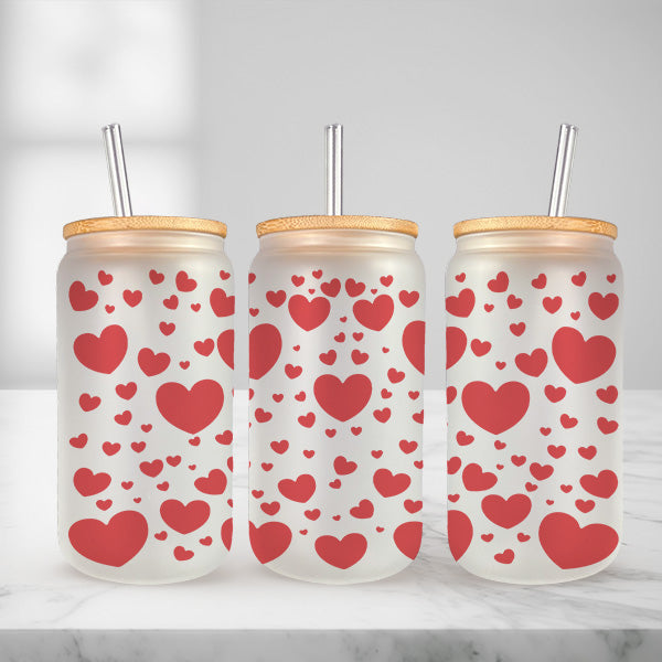 Cute and Humorous Valentines Day Glass Iced Coffee Tumblers in Multiple Designs