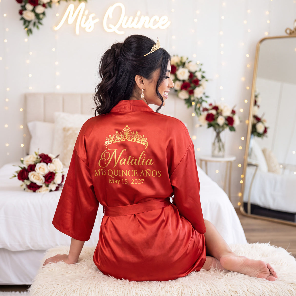 Classic Princess Quince Robe Personalized, Quinceanera Gift
