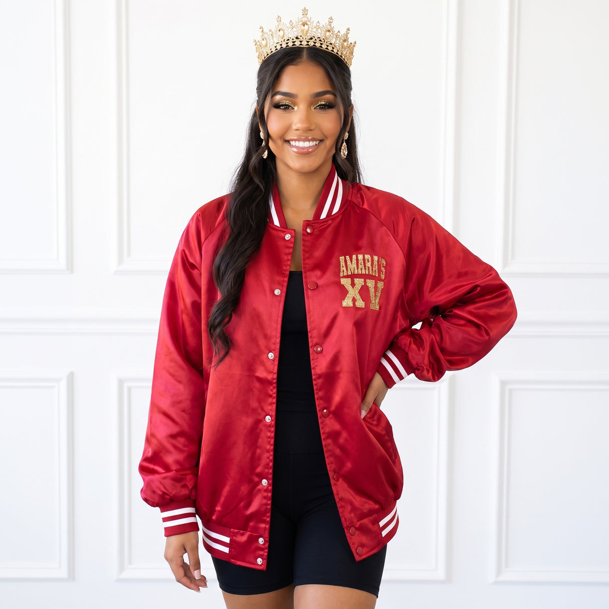 Glitter Quince XV Custom Varsity Baseball Jackets