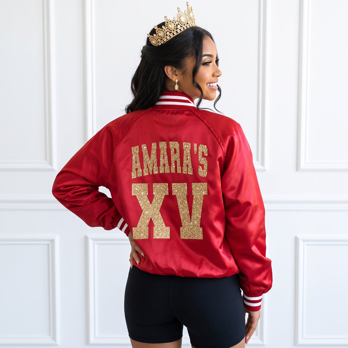Glitter Quince XV Custom Varsity Baseball Jackets