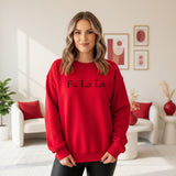 Cute Fa La La Christmas Sweatshirt with Minimalist Glitter Print Design